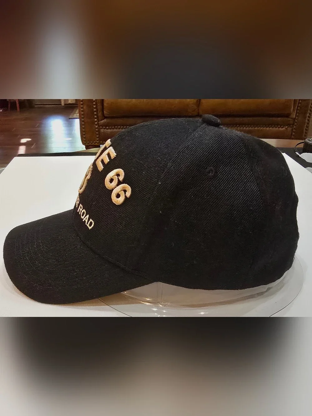 Route 66 Black Embroidered Baseball Cap - The Mother Road